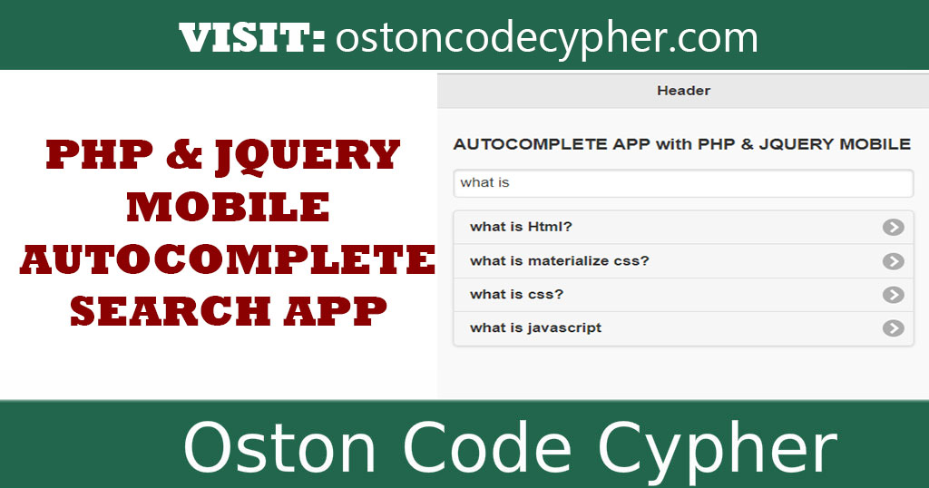 Quick Autocomplete App With PHP and JQUERY MOBILE