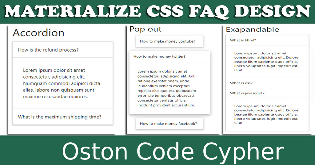 How to create a FAQ section using Materialize CSS Framework