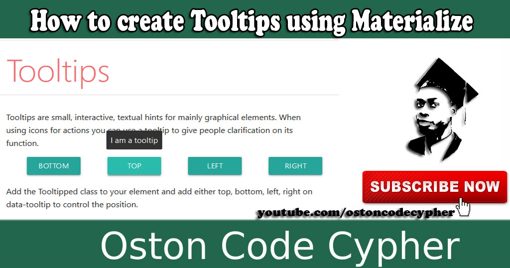 How to create Tool tips using Materialize CSS