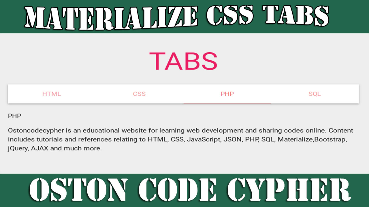 How to create Simple & Responsive Tabs using Materialize CSS